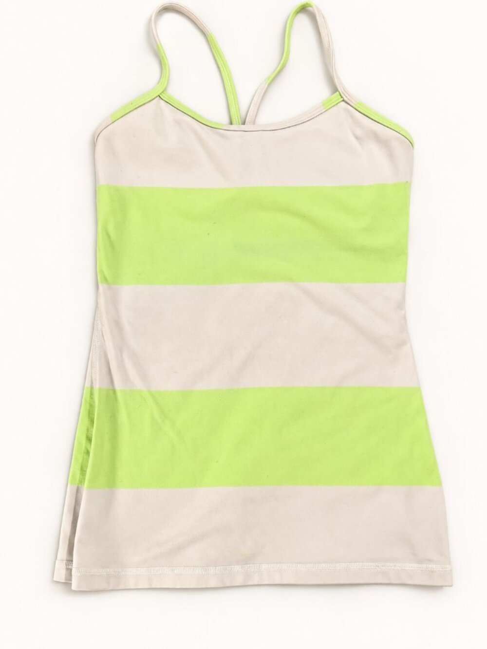 lululemon Power Y Green White Striped Tank Size 4 No Pads